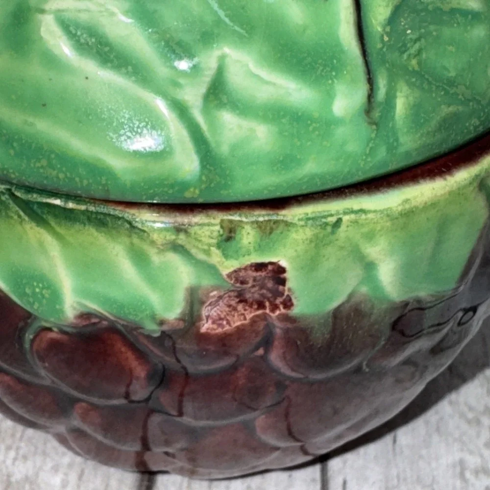 VTG  Occupied  Japan Deep Red‎ Grape Figural Sugar Bowl Jam Jar Lid Pottery GUC
